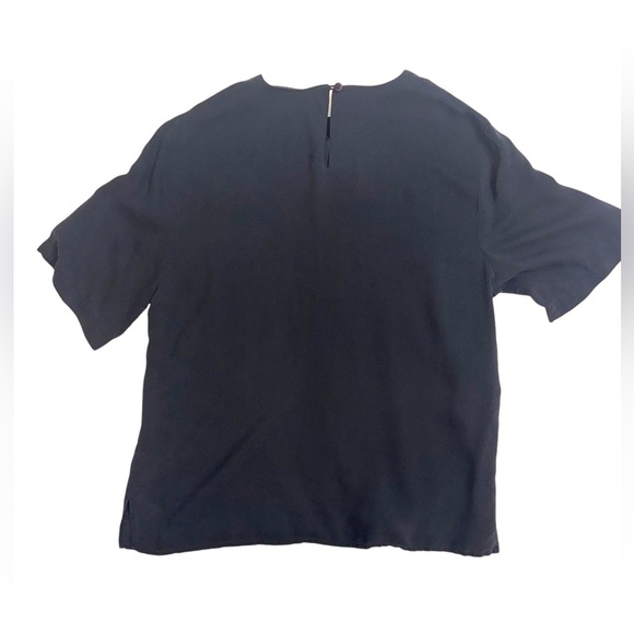 Tops - Vintage 100% Silk Flowing Women’s Blouse in Navy Blue - Size M